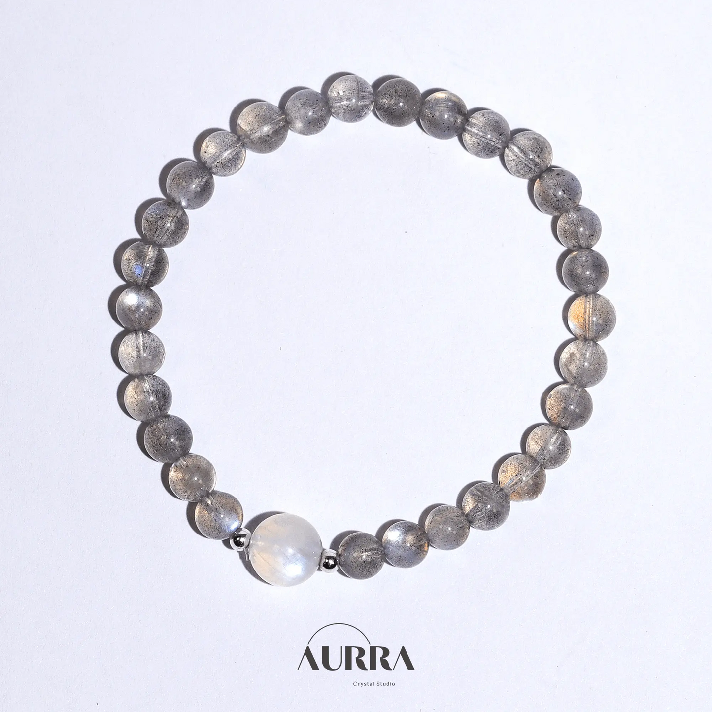 Sleep Support & Stress Relief | Blue Moonstone & Labradorite Bracelet - Aurra Crystal