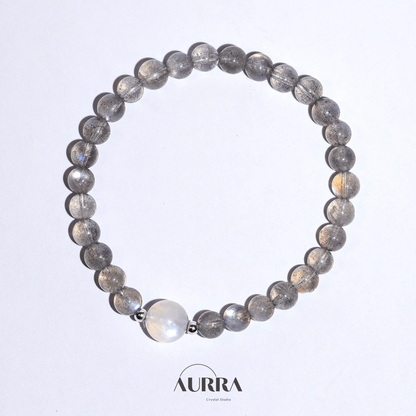 Sleep Support & Stress Relief | Blue Moonstone & Labradorite Bracelet - Aurra Crystal