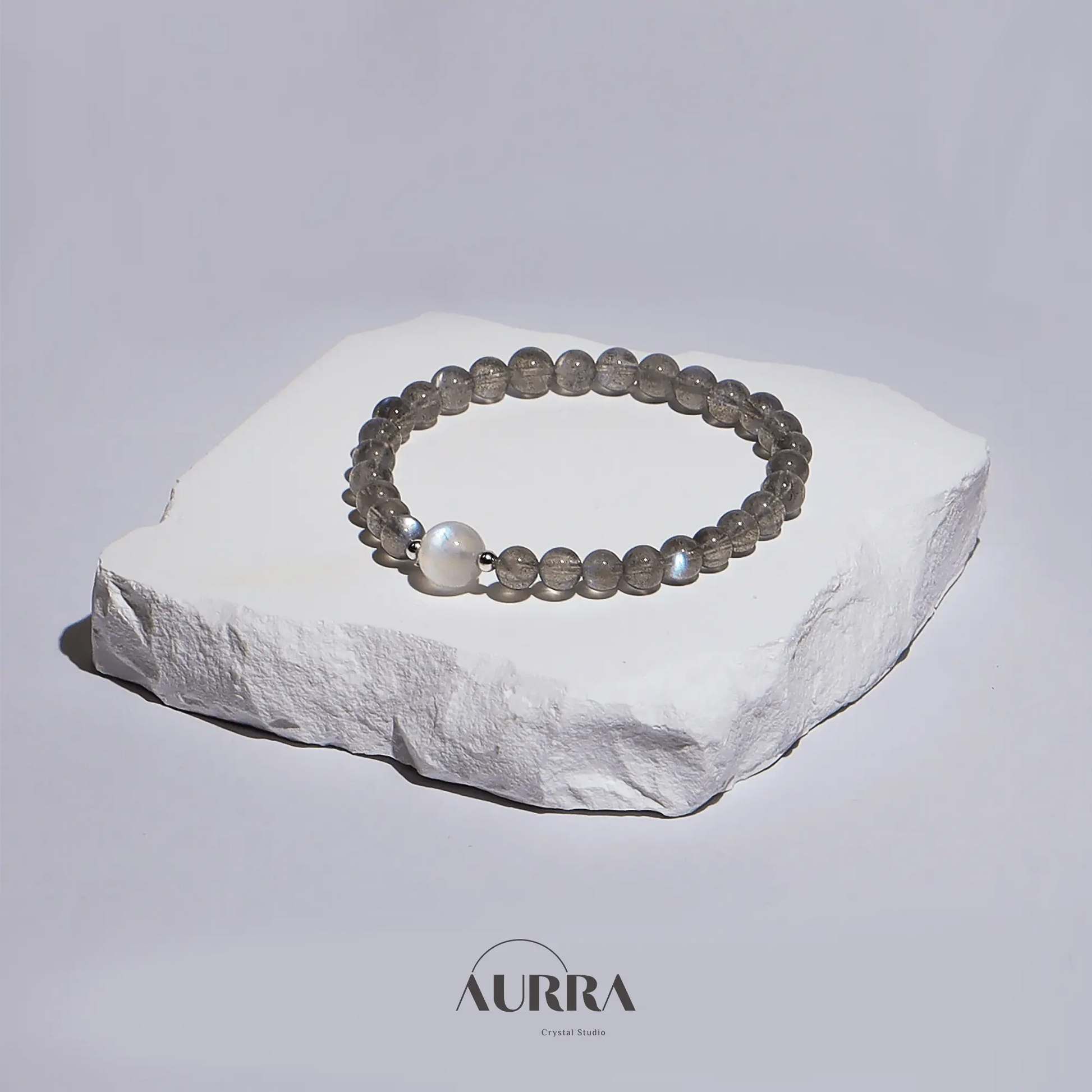 Sleep Support & Stress Relief | Blue Moonstone & Labradorite Bracelet - Aurra Crystal