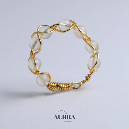 Stress Relief | Blue Moonstone Handmade Wire Wrapped Ring Aurra Crystal