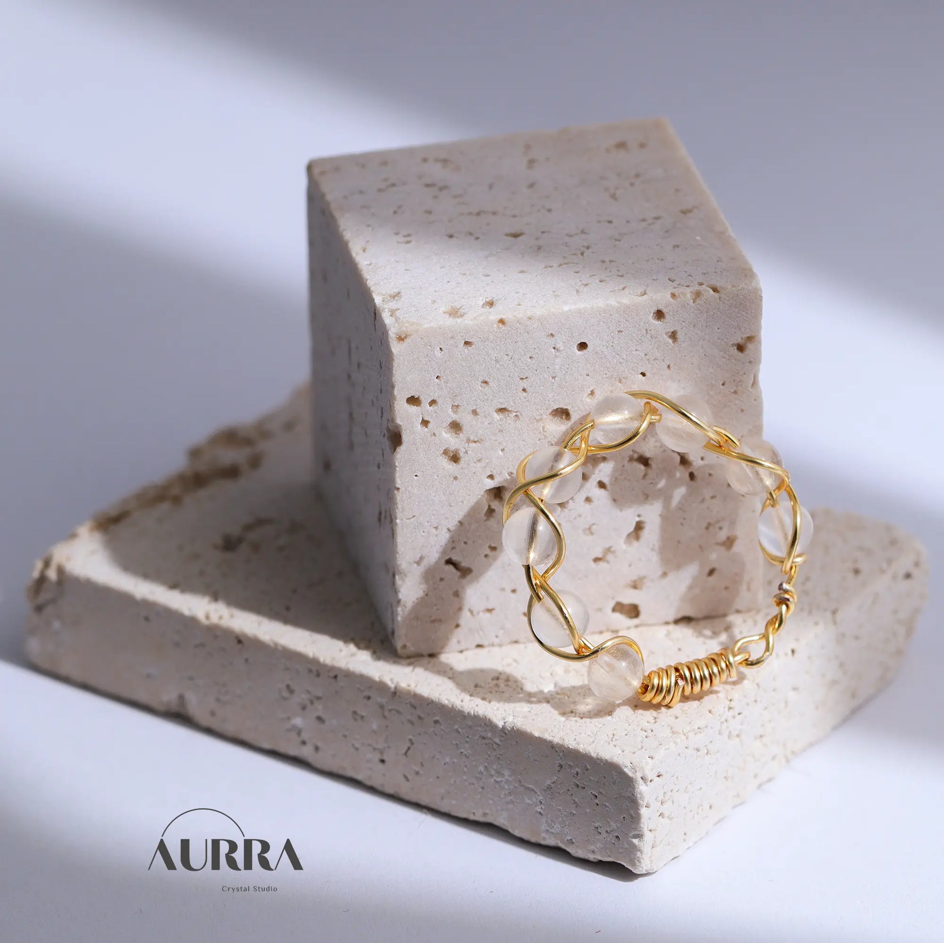 Stress Relief | Blue Moonstone Handmade Wire Wrapped Ring Aurra Crystal