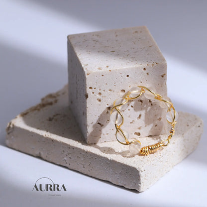 Stress Relief | Blue Moonstone Handmade Wire Wrapped Ring Aurra Crystal