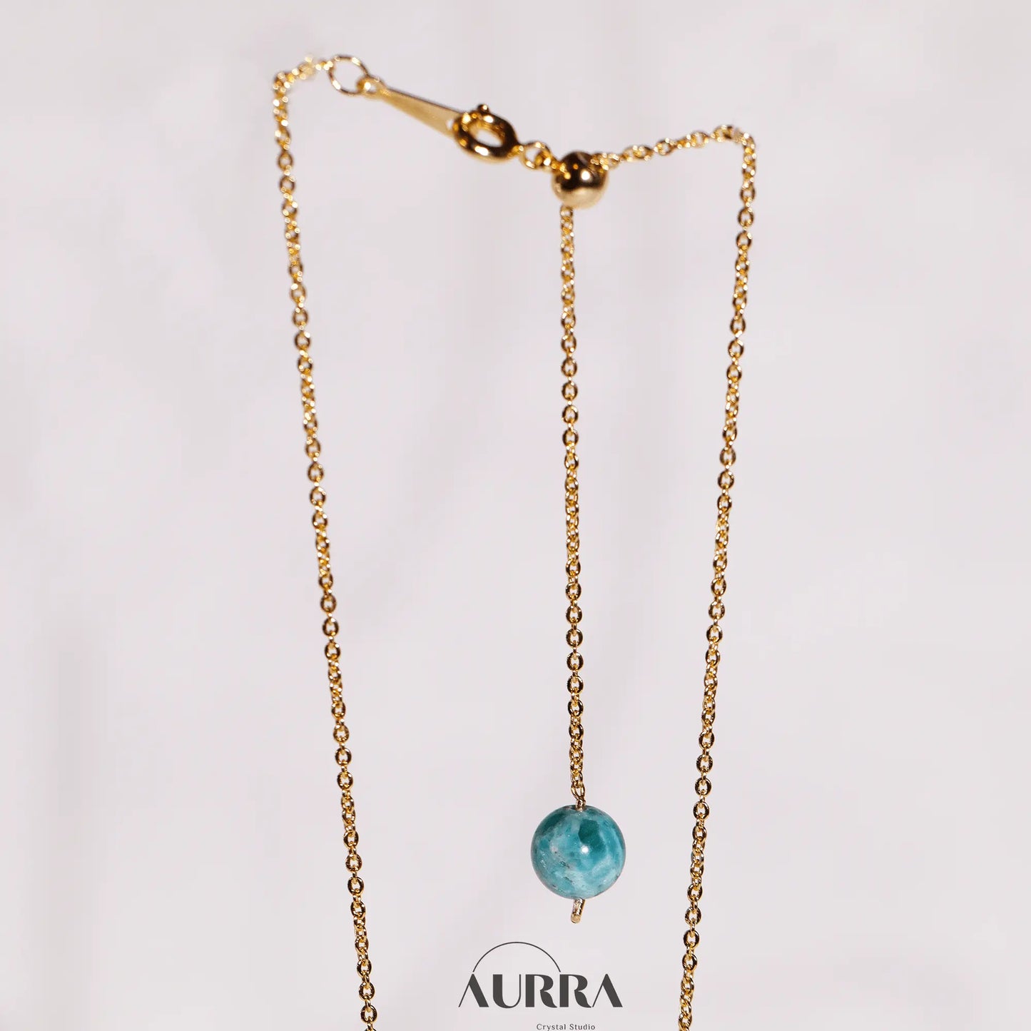 Stress Relief | Hand - wired & Adjustable Length Natural Aquamarine Necklace - Aurra Crystal
