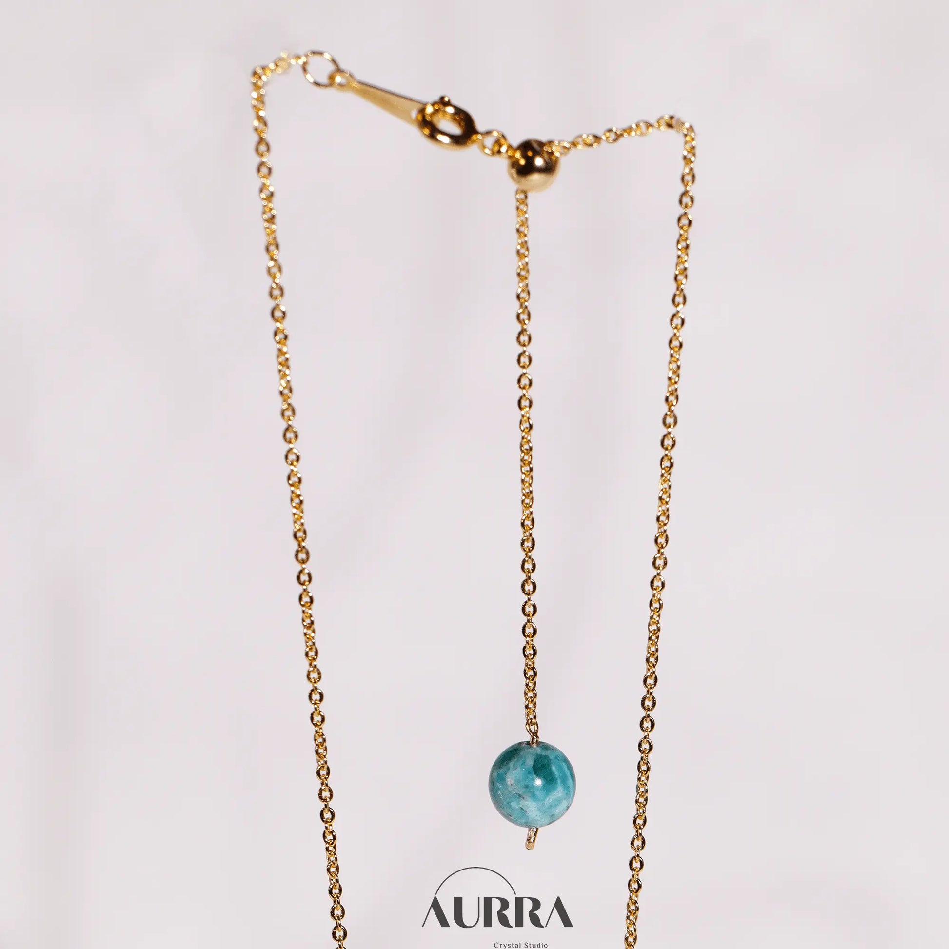 Stress Relief | Hand - wired & Adjustable Length Natural Aquamarine Necklace - Aurra Crystal