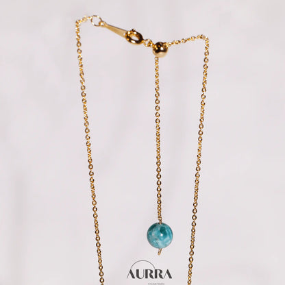Stress Relief | Hand - wired & Adjustable Length Natural Aquamarine Necklace - Aurra Crystal