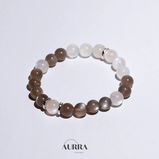 Stress Relief & Sleep Support | Silver & Blue Moonstone Bracelet - Aurra Crystal
