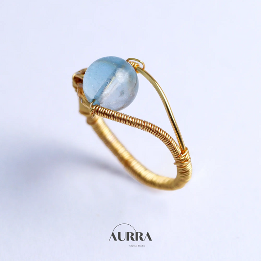 "The Eye"| Handmade Aquamarine Ring Aurra Crystal