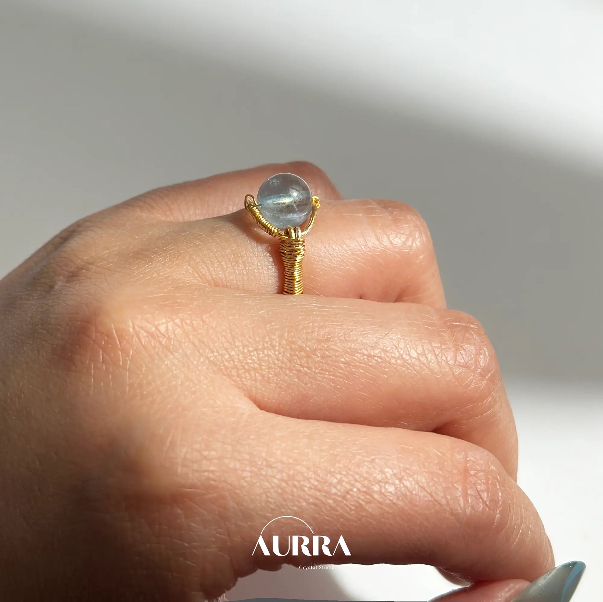 "The Eye"| Handmade Aquamarine Ring Aurra Crystal
