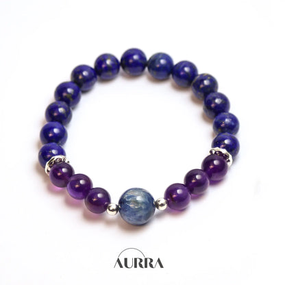 Virgo Zodiac Bracelet | Lapis Lazuli, Blue Kyanite & Uruguayan Amethyst for Protection, Clarity & Balance  Aurra Crystal