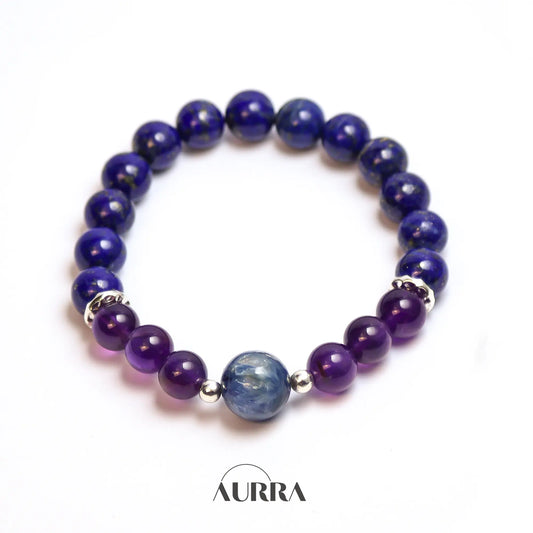 Virgo Zodiac Bracelet | Lapis Lazuli, Blue Kyanite & Uruguayan Amethyst for Protection, Clarity & Balance  Aurra Crystal