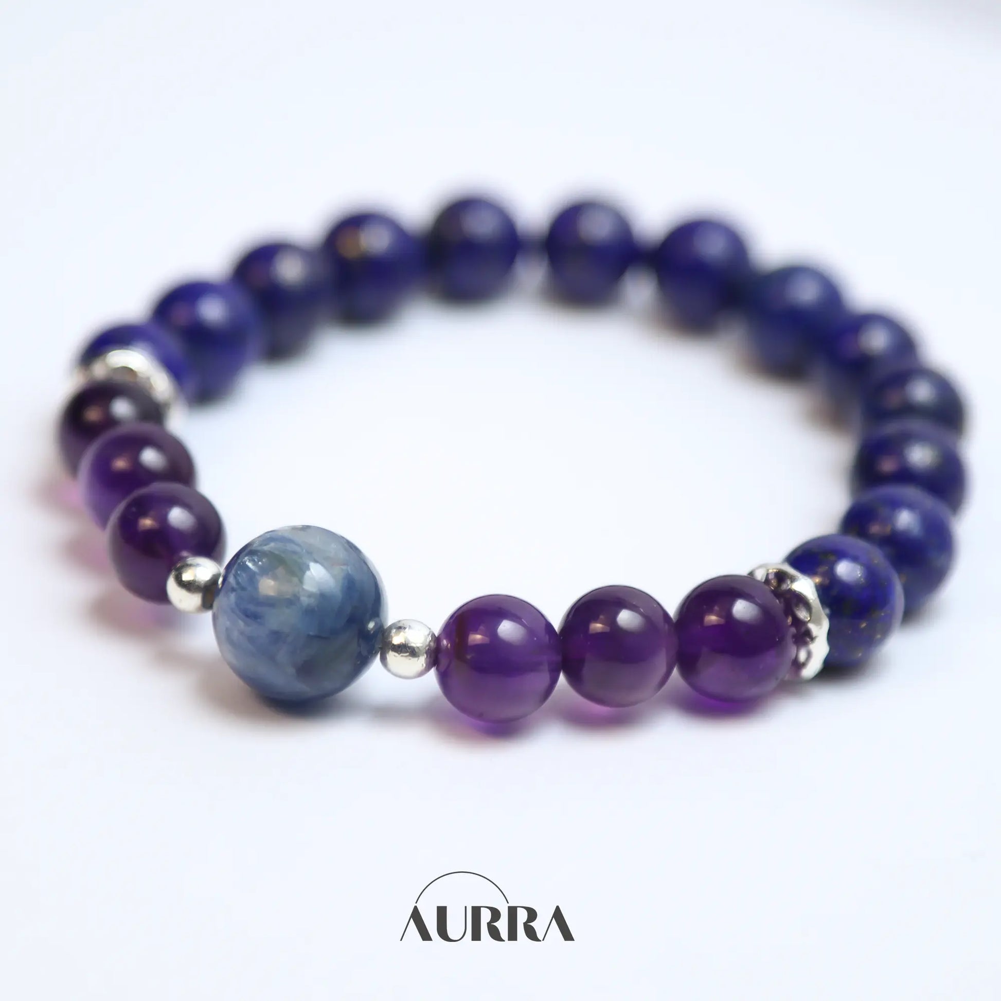 Virgo Zodiac Bracelet | Lapis Lazuli, Blue Kyanite & Uruguayan Amethyst for Protection, Clarity & Balance  Aurra Crystal