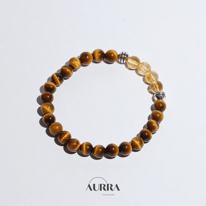 Wealth Attraction & Self Confidence | Yellow Tiger Eye & Citrine Bracelet - Aurra Crystal