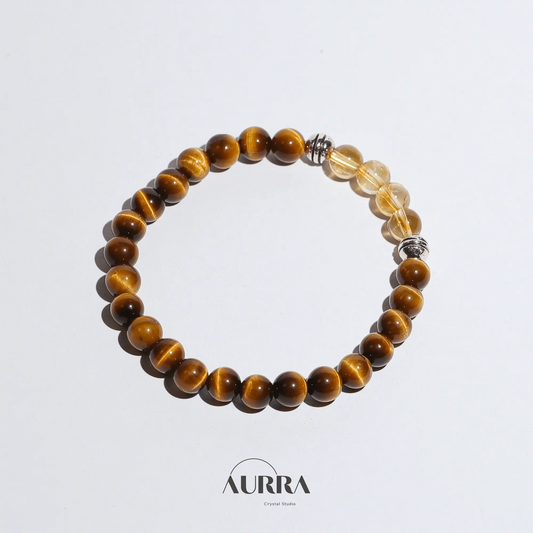 Wealth Attraction & Self Confidence | Yellow Tiger Eye & Citrine Bracelet - Aurra Crystal