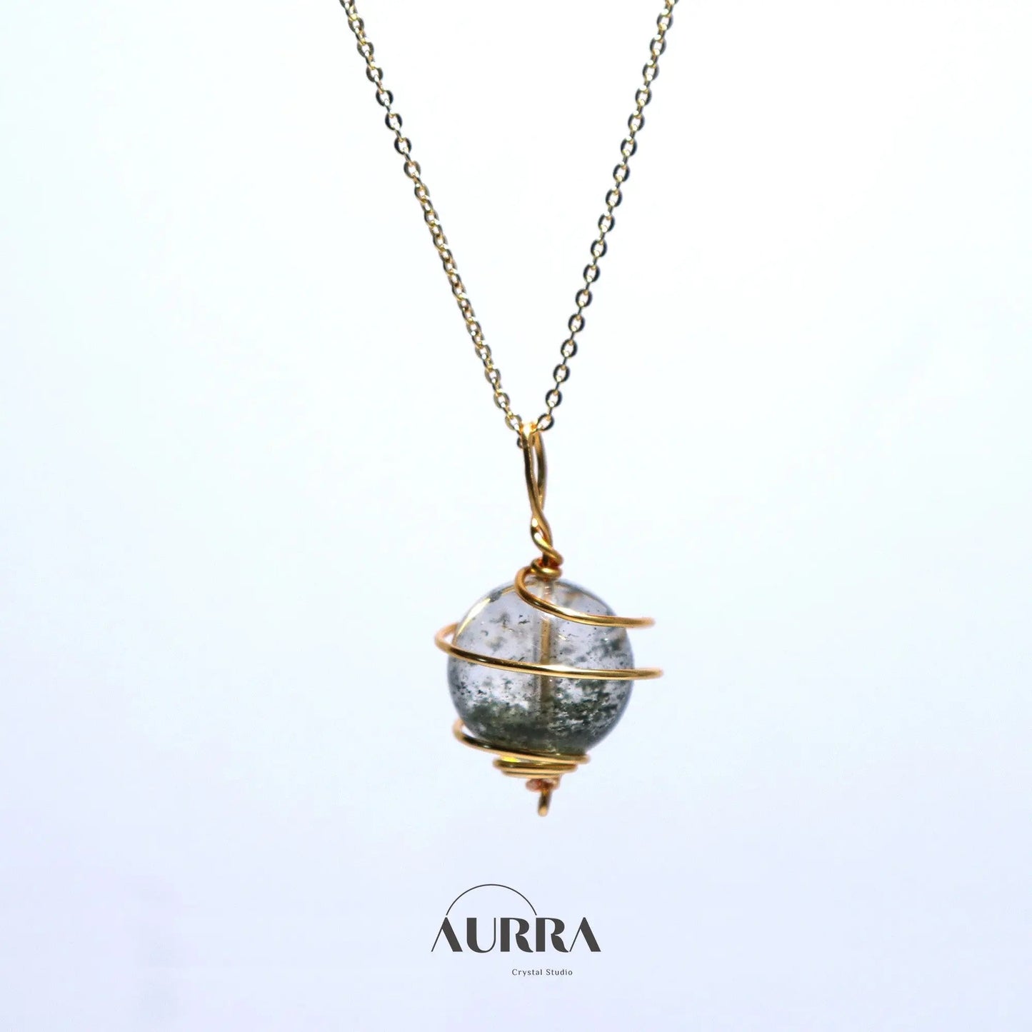 Career Growth & Abundance | Green Phantom Quartz Planet Necklace - Aurra Crystal