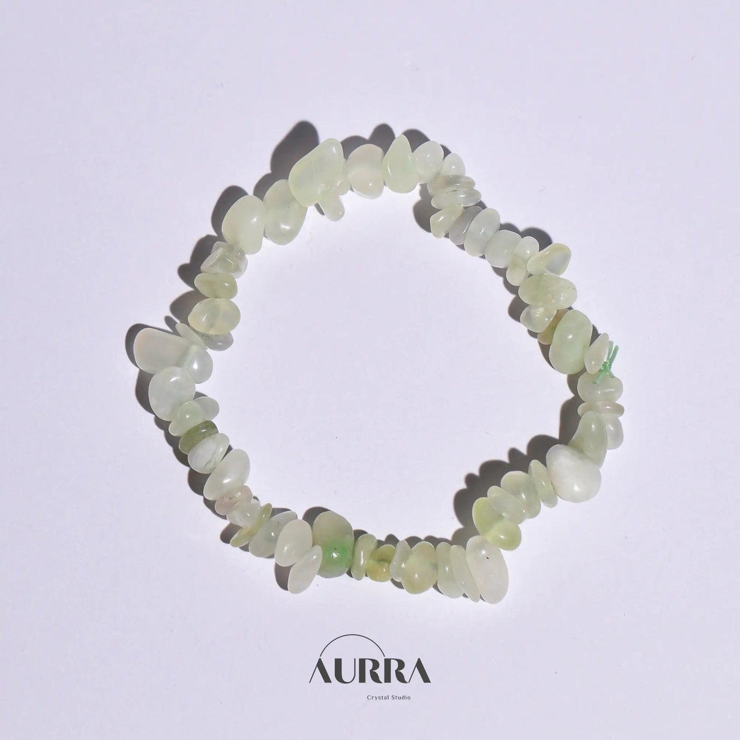 Emotional Healing & Stress Relief | Natural Prehnite Gravel Bracelet - Aurra Crystal