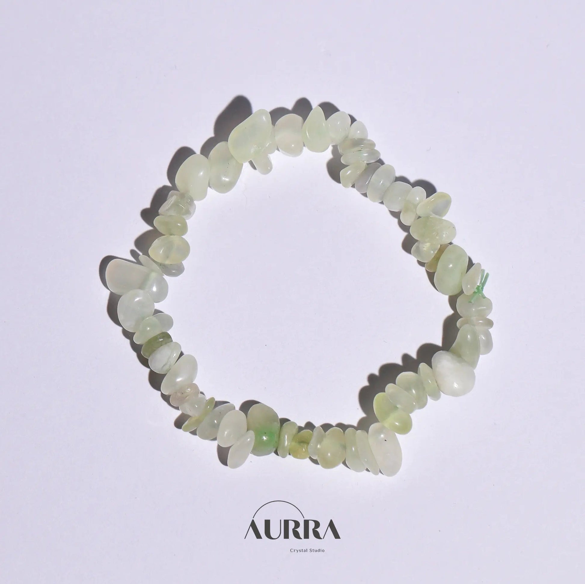 Emotional Healing & Stress Relief | Natural Prehnite Gravel Bracelet - Aurra Crystal