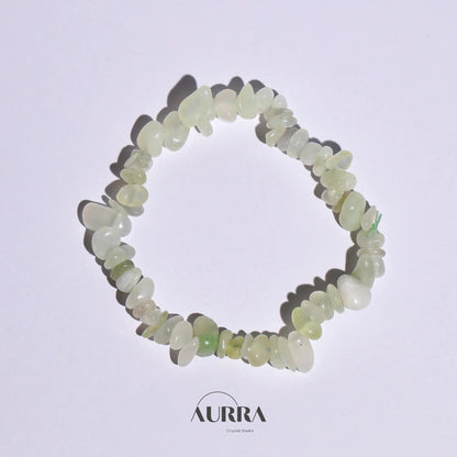 Emotional Healing & Stress Relief | Natural Prehnite Gravel Bracelet - Aurra Crystal
