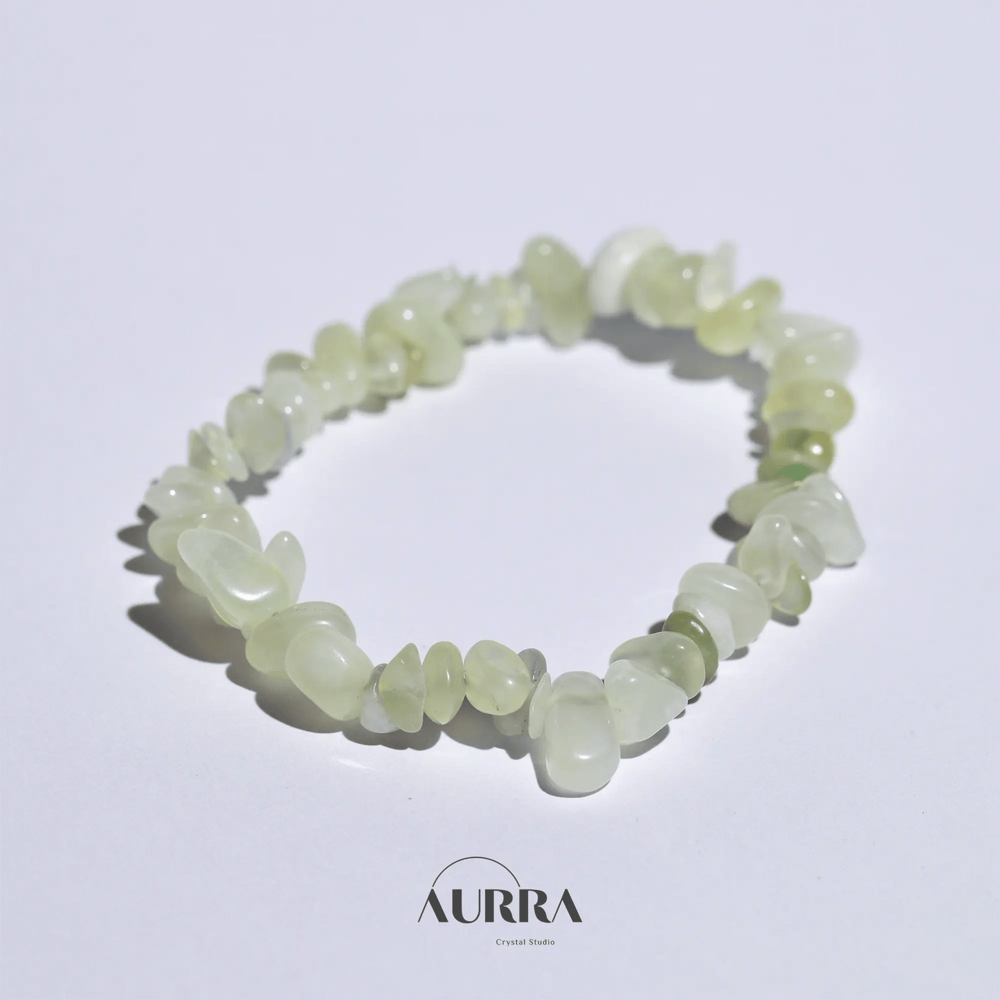 Emotional Healing & Stress Relief | Natural Prehnite Gravel Bracelet - Aurra Crystal