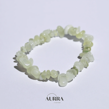Emotional Healing & Stress Relief | Natural Prehnite Gravel Bracelet - Aurra Crystal