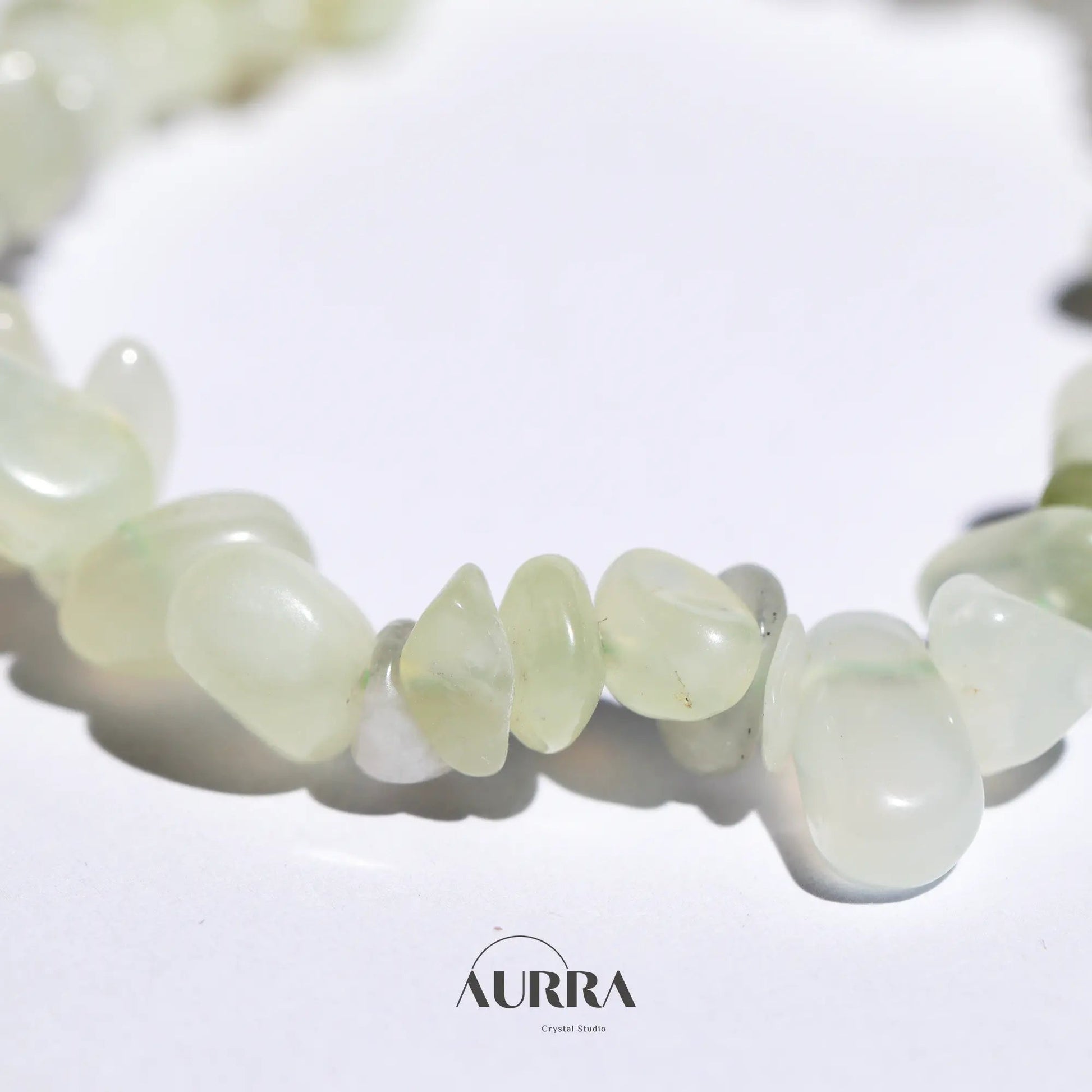 Emotional Healing & Stress Relief | Natural Prehnite Gravel Bracelet - Aurra Crystal