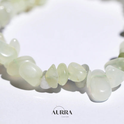 Emotional Healing & Stress Relief | Natural Prehnite Gravel Bracelet - Aurra Crystal