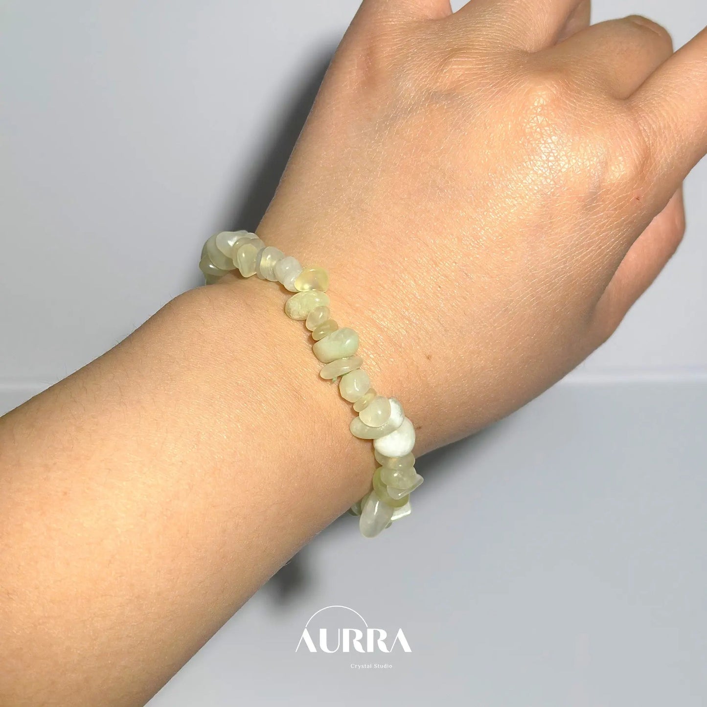 Emotional Healing & Stress Relief | Natural Prehnite Gravel Bracelet - Aurra Crystal