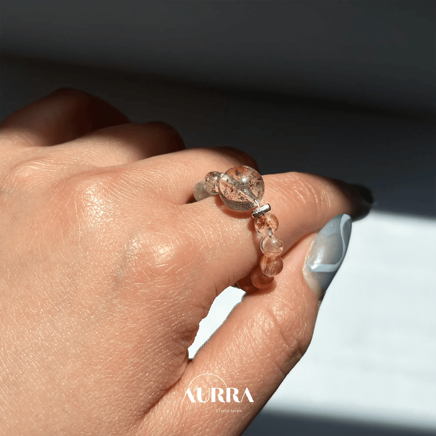 Green Phantom & Garden Phantom Quartz Ring ｜Abundance & Career Growth - Aurra Crystal