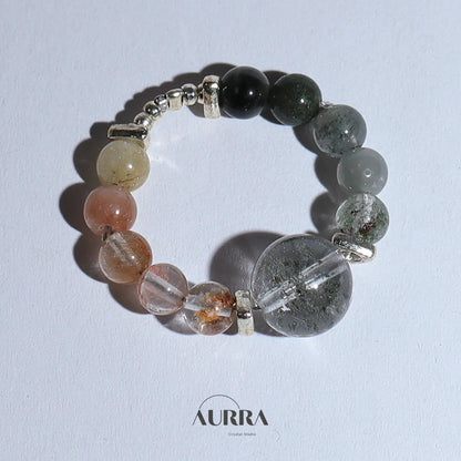 Green Phantom & Garden Phantom Quartz Ring ｜Abundance & Career Growth - Aurra Crystal