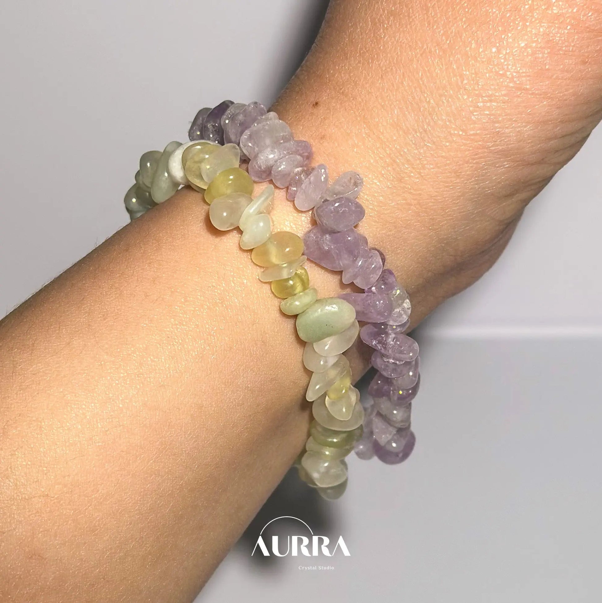 Stress Relief & Intuition | Natural Amethyst Gravel Bracelet Healing Jewelry - Aurra Crystal