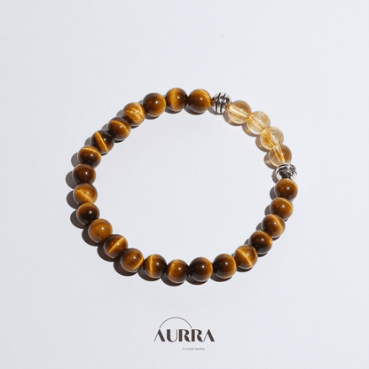 Wealth Attraction & Self Confidence | Yellow Tiger Eye & Citrine Bracelet - Aurra Crystal